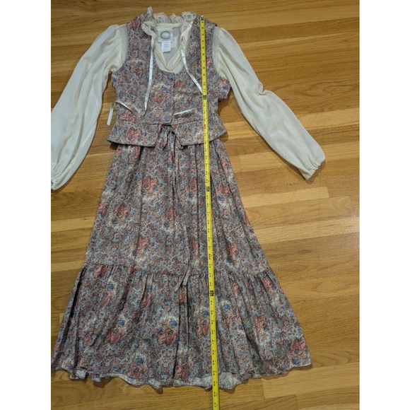 Rae Hepburn Vintage Arabesque 2 Piece Floral Dress Set Cottage Prairie 70s - Picture 9 of 10